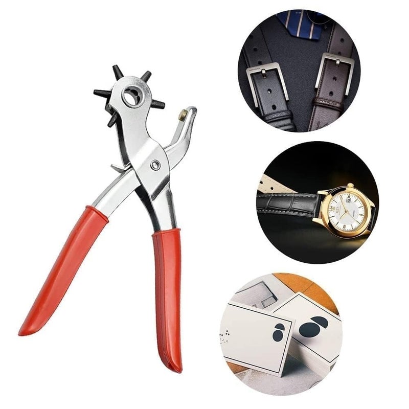 TERXA Revolving Leather Belt Punch Tool Manual Punch Plier Maker Device For BeltWatch BandDog CollarCraft Project Punching Machine Hand Tool Accessories Pack of 1Multicolor - Image 2