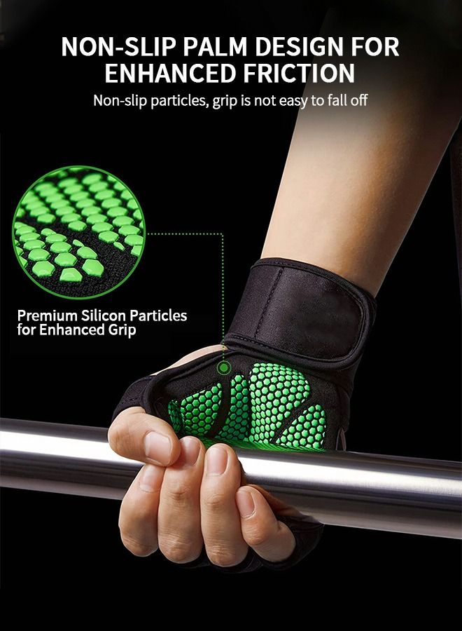 Ventilated Workout Gloves Weight Lifting Gloves, Shock Absorbing Silicone Padded Weight Lifting Gym Gloves with Elastic Wrist Wraps and Open Back for Fitness, Cycling - Image 2