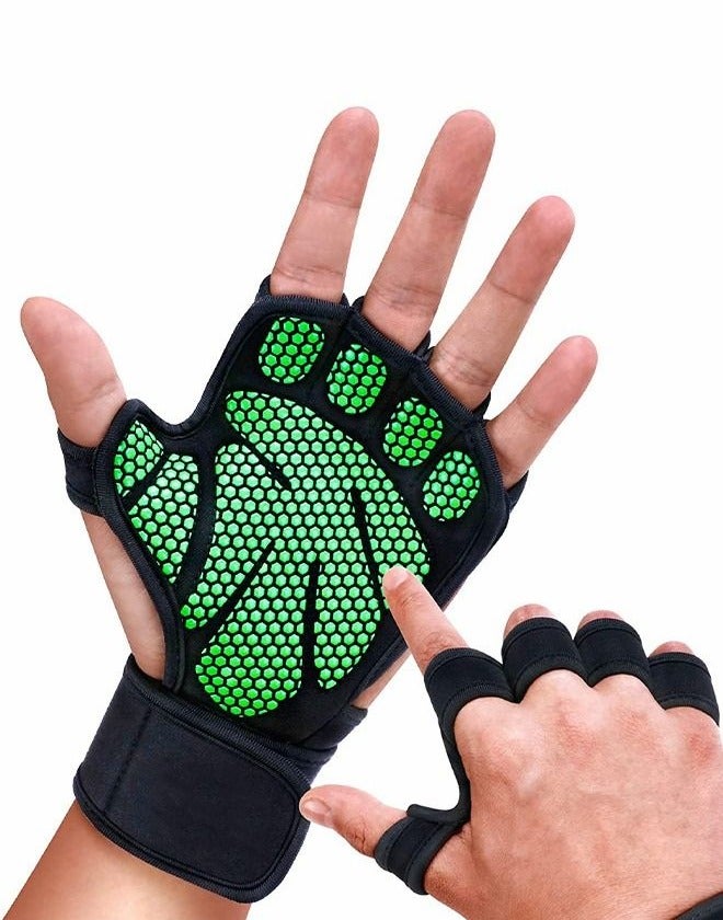 Ventilated Workout Gloves Weight Lifting Gloves, Shock Absorbing Silicone Padded Weight Lifting Gym Gloves with Elastic Wrist Wraps and Open Back for Fitness, Cycling - Image 1