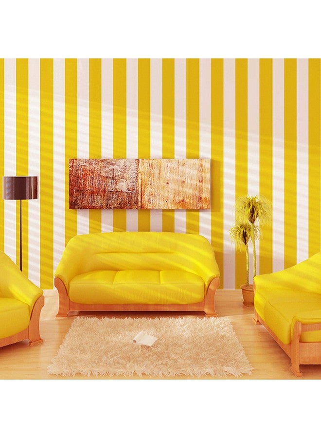 Wolpin Wall Stickers DIY Wallpaper for Hall (45 x 500 cm), Vertical Stripes Home Office Modern Design, Self Adhesive Decals, Yellow - Image 2