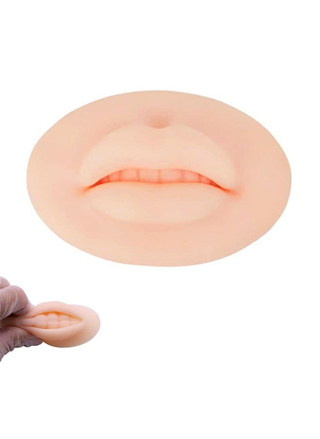 HY 3D Lips Practice Silicone Skin Permanent Makeup Fake Skin Lips, Tattoo Practice Fake Lips Microblading Practice Skin, for Beginners Tattoo Artists Cosmetic Makeup Lips Training (Beige)  - Image 1