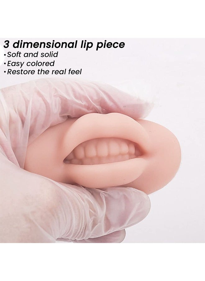 HY 3D Lips Practice Silicone Skin Permanent Makeup Fake Skin Lips, Tattoo Practice Fake Lips Microblading Practice Skin, for Beginners Tattoo Artists Cosmetic Makeup Lips Training (Beige)  - Image 4