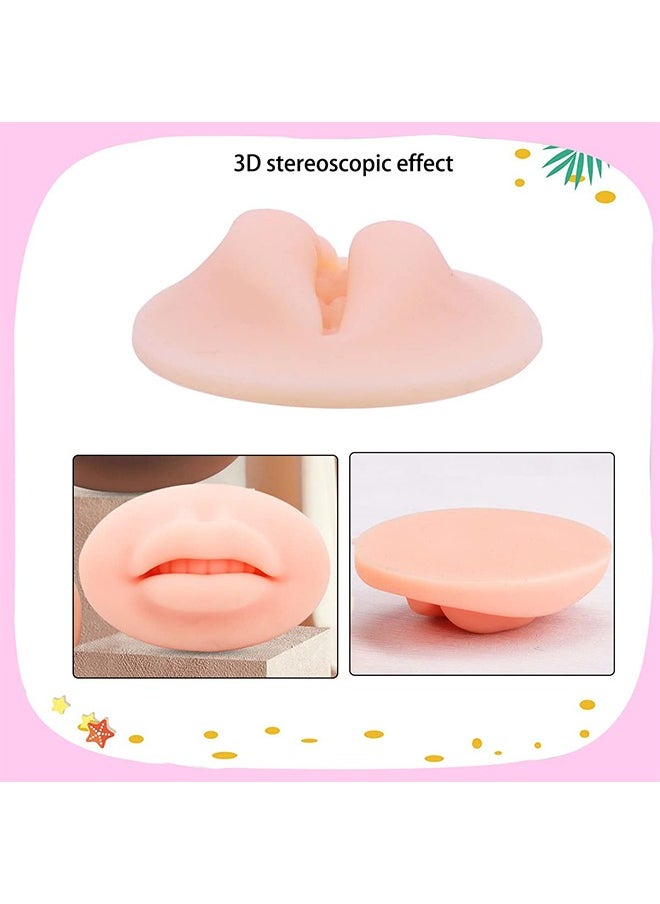 HY 3D Lips Practice Silicone Skin Permanent Makeup Fake Skin Lips, Tattoo Practice Fake Lips Microblading Practice Skin, for Beginners Tattoo Artists Cosmetic Makeup Lips Training (Beige)  - Image 2