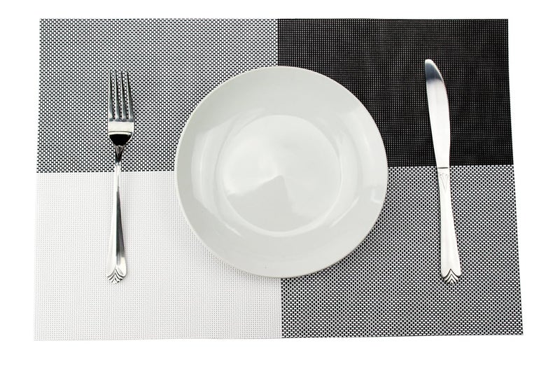 GEFEII Deluxe PVC Woven Vinyl NonSlip HeatResistant Grid Placemats Kitchen Dining Party Environmental Table Mats Place Mats Pad Cushion Black 6 - Image 2