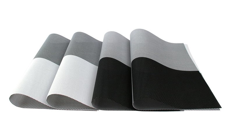 GEFEII Deluxe PVC Woven Vinyl NonSlip HeatResistant Grid Placemats Kitchen Dining Party Environmental Table Mats Place Mats Pad Cushion Black 6 - Image 4