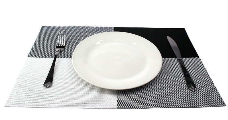GEFEII Deluxe PVC Woven Vinyl NonSlip HeatResistant Grid Placemats Kitchen Dining Party Environmental Table Mats Place Mats Pad Cushion Black 6 - Image 5