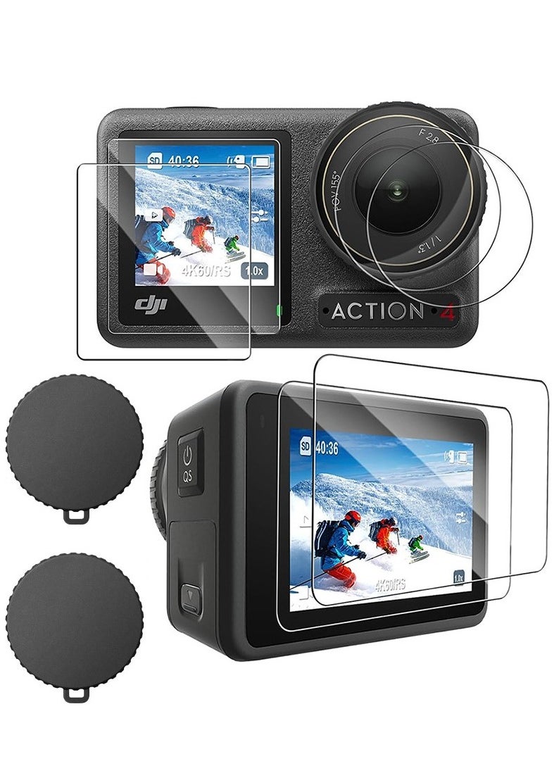 GUDOO Screen Protector For DJI Action 4Tempered Glass for DJI OSMO Action 4 Camera - Includes Tempered Glass LCD Display Film Lens Protector and Silicone Lens Cap Cover 0.3mm 9H Hardness Anti-Scratch Anti-Bubble (6+2 Pack)  - Image 1