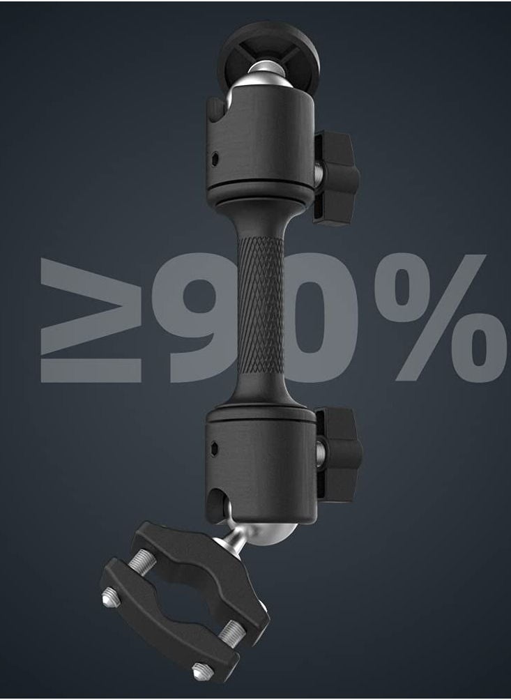 Y&D - Double Ball Joint Rotating Motorcycle Bracket suitable For Insta360 One X2 Accessories GoPro DJI Action Camera Fixed Hero 10 9 8 7 6 5/SJCAM/Campark/Crosstour/DJI Osmo 2 Camera  Black - Image 1