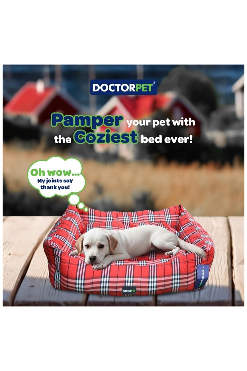 DOCTERPET Doctor Pet Danish Series Rectangle Pet Bed Large - 95x75x22cm - Soft Washable Fabric, Reversible Cushion, Non-Slip Base – Ideal for Large Cats & Dogs - Image 3