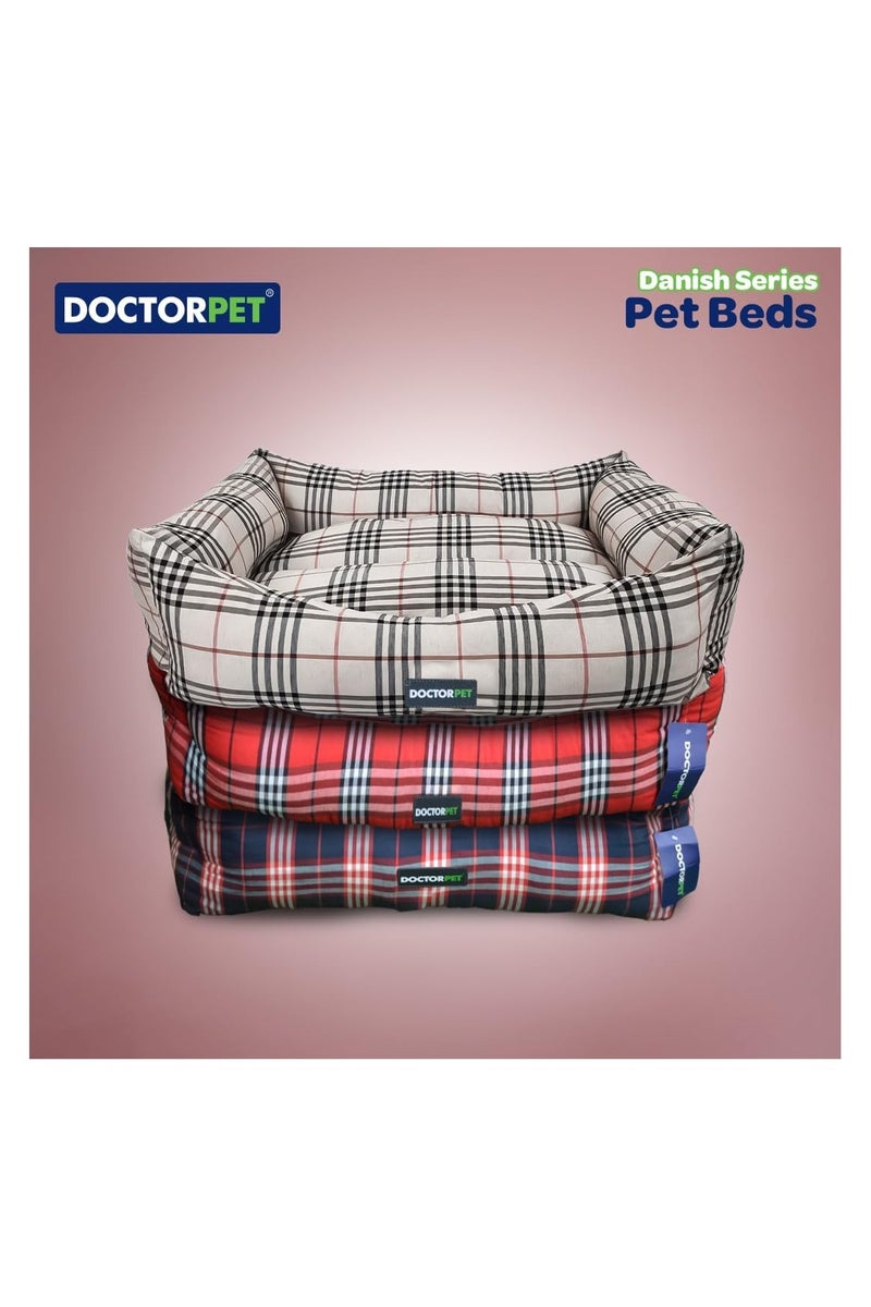 DOCTERPET Doctor Pet Danish Series Rectangle Pet Bed Large - 95x75x22cm - Soft Washable Fabric, Reversible Cushion, Non-Slip Base – Ideal for Large Cats & Dogs - Image 5