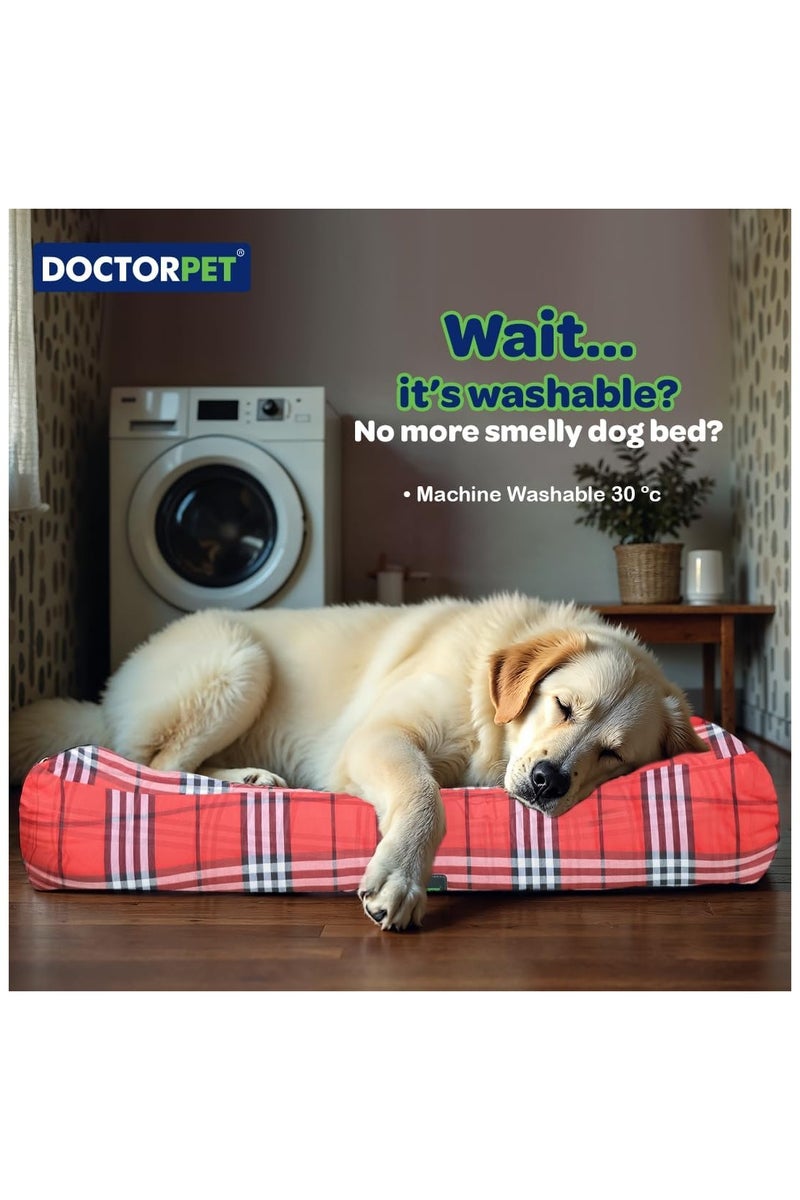 DOCTERPET Doctor Pet Danish Series Rectangle Pet Bed Large - 95x75x22cm - Soft Washable Fabric, Reversible Cushion, Non-Slip Base – Ideal for Large Cats & Dogs - Image 4
