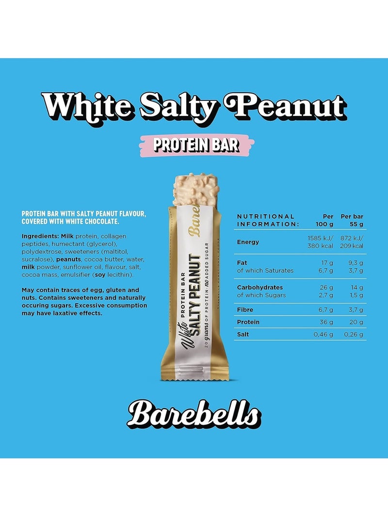 Barebells Protein Bar White Salty Peanut 12 x 55g Bars - High Protein Snack Bar with White Chocolate Coating and Salty Peanut Flavor - Image 3