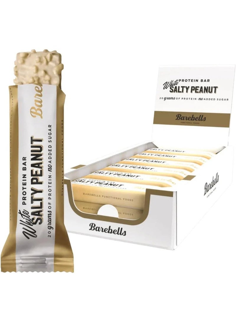 Barebells Protein Bar White Salty Peanut 12 x 55g Bars - High Protein Snack Bar with White Chocolate Coating and Salty Peanut Flavor - Image 1