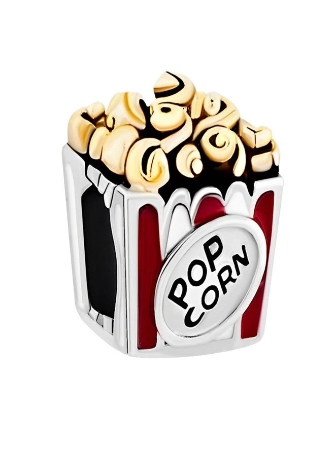 KunBead Popcorn Food Bead Charms Compatible with Pandora Charm Bracelets Birthday Jewelry Gifts for Women - Image 1