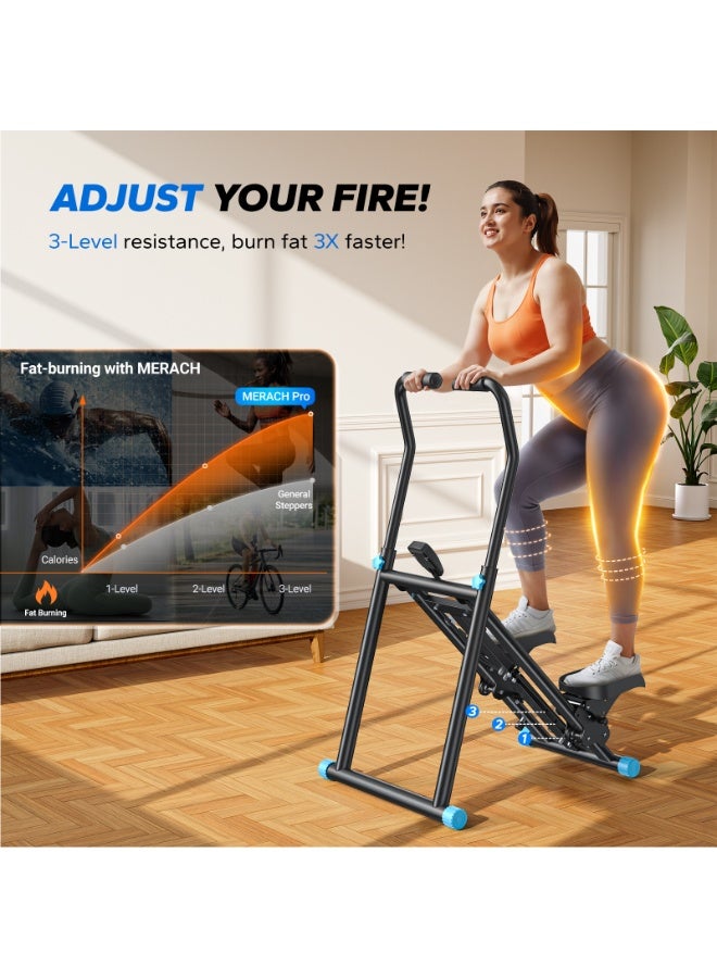 ميراتش جهاز تسلق الدرج الاحترافي MERACH 2025، جهاز تسلق الدرج المنزلي مع 3 مستويات مقاومة قابلة للتعديل، جهاز تسلق عمودي قابل للطي، جهاز تسلق الدرج مع مقابض قابلة للتعديل للاستخدام في المنزل والمكتب واللياقة البدنية - Image 4