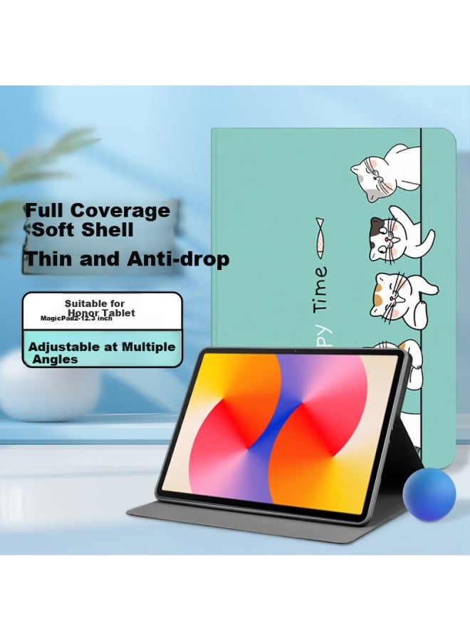 Jiang Ming Jiangming Compatible With Honor Magicpad 2 Protective Case New Honor Tablet 12.3-inch Protective Cover, Slim Full Coverage Shockproof Student Cartoon Painted Leather Case - Image 1
