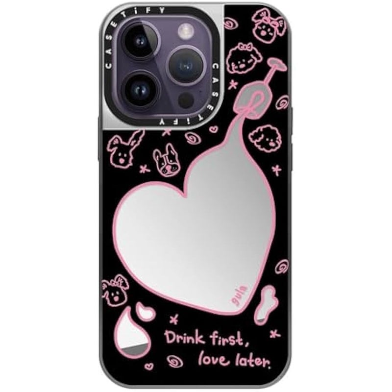 Casetify Mirror Case for iPhone 14 Pro Compatible with Magsafe - Drink First - Silver on Silver - Image 2