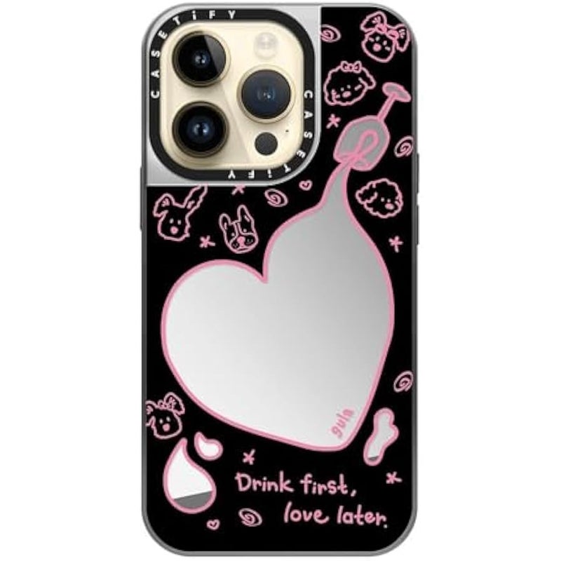 Casetify Mirror Case for iPhone 14 Pro Compatible with Magsafe - Drink First - Silver on Silver - Image 4