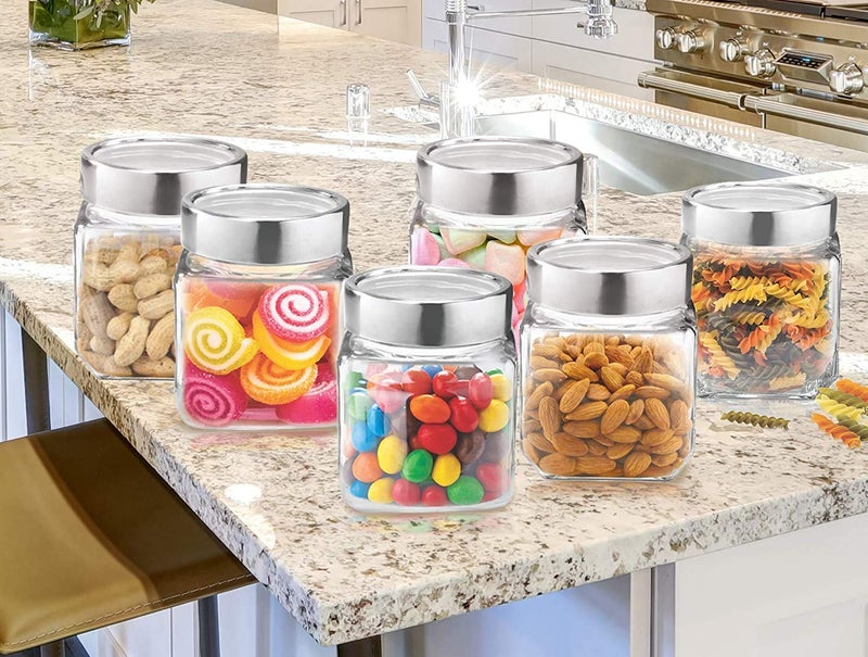 Brezzycloud 580ml Cube Jar, Transparent Glass Sealed Jar, Kitchen Glass Bottle for Spices, Dryfruits and food, Kitchen Storage Glass Jar (Set Of 4) - Image 3