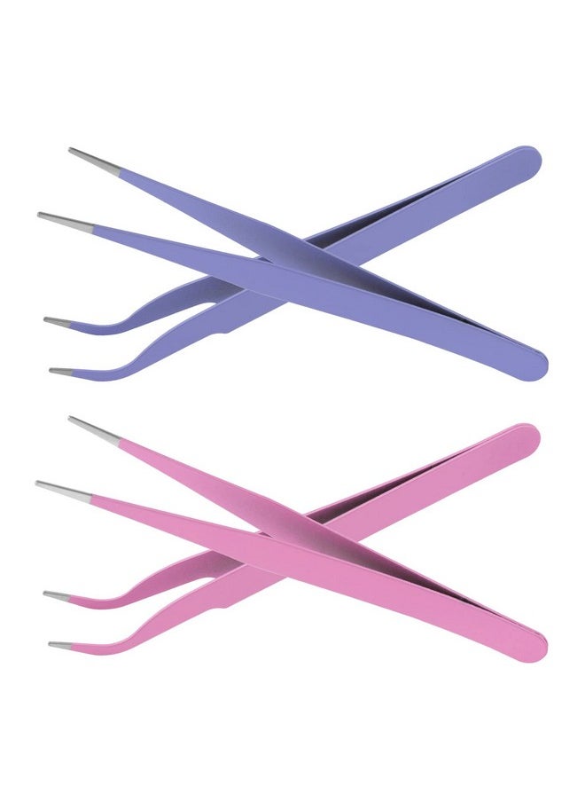 Prasacco - Rasacco 4 Pcs Straight Curved Tweezers Sticker Tweezers Craft Tweezers Eyelash Tweezers Nail Art Rhinestone Tweezers - Image 1