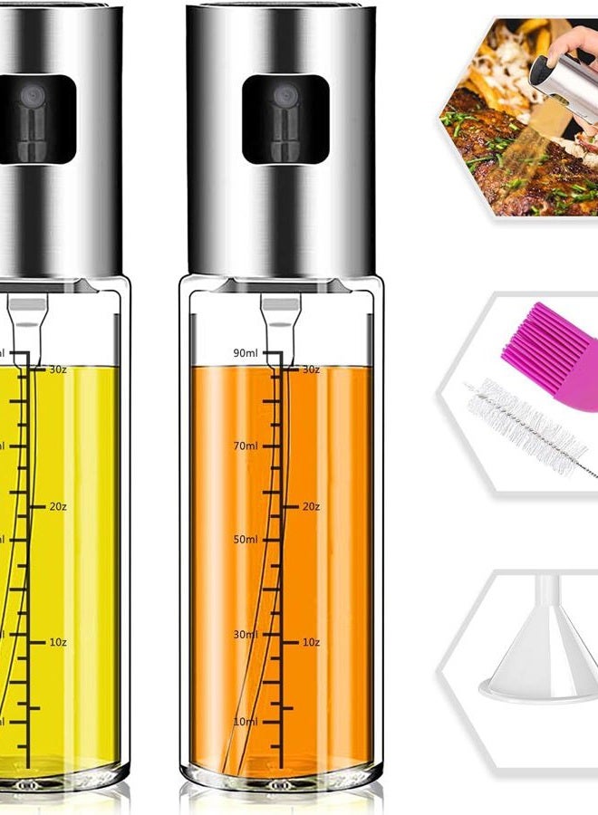 NORBASE Oil Sprayer for Cooking, 2 Pack Upgraded Olive Oil Spray Bottle Mister Refillable with Scale Air Fryer Accessories for Kitchen, Salad, Baking, BBQ, Frying - Image 1