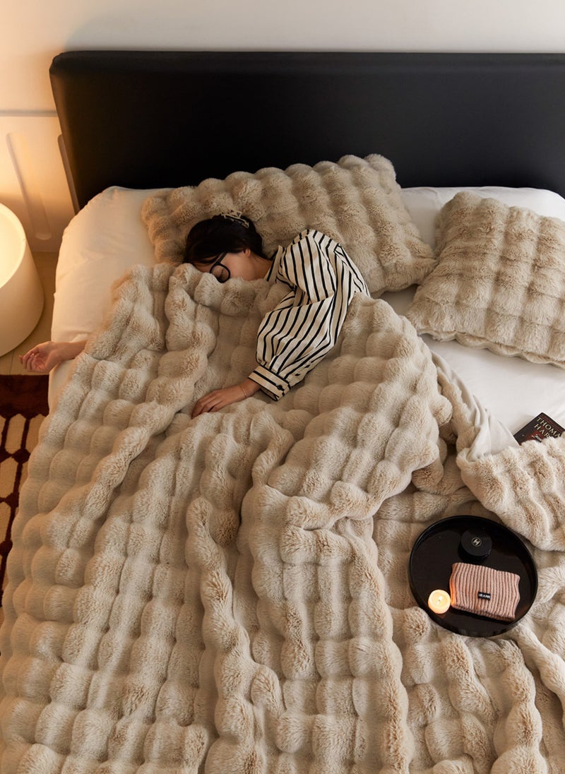 Sharpdo - Winter Thickened Rabbit Fleece Blanket, Bedroom Double-sided Plush blanket, Cozy Fluffy Soft Warm Nap Blanket, 180*200 cm - Image 1