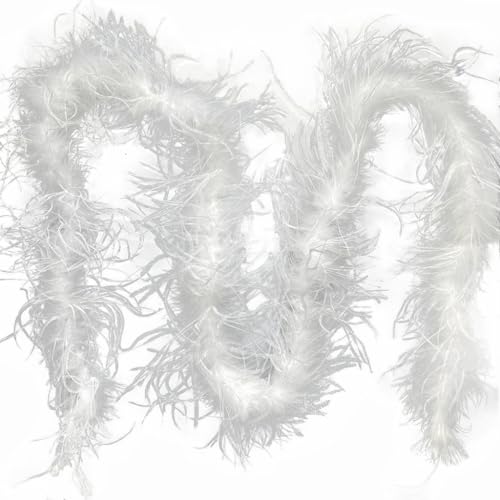 Sowder 72inch Length 1ply Ostrich Feather Boa for Wedding/Party Decoration, Feather Scraf(White) - Image 1