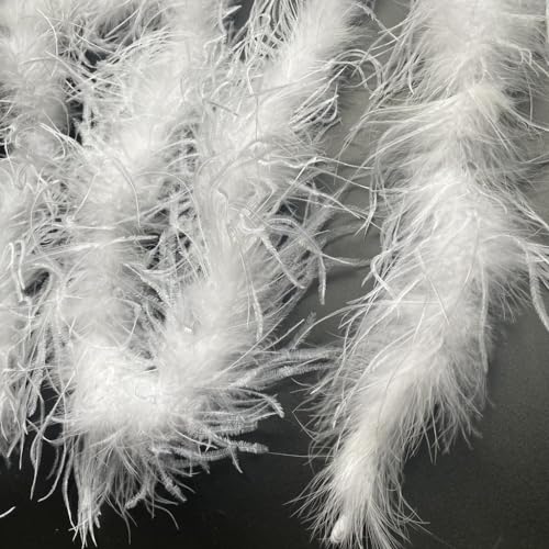 Sowder 72inch Length 1ply Ostrich Feather Boa for Wedding/Party Decoration, Feather Scraf(White) - Image 3