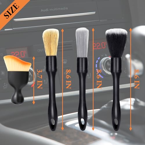 Riomhorry 8 PCS Car Detailing Brush Set, Car Interior and Exterior Soft Bristle Cleaning Brushes, 4 Different Detailing Brushes for Auto Detailing, Dashboard, Vents, Wheels and Tires - Image 2