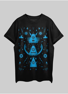 THREADCURRY THREADCURRY Polygons of Music Oversized Drop Shoulder Cotton Loose Printed T-Shirt for Men  - Image 1