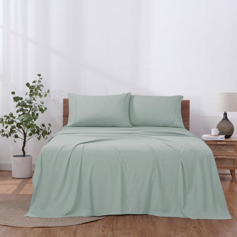 Modern Threads Soft Microfiber Solid Sheets - Luxurious Microfiber Bed Sheets - Includes Flat Sheet, Fitted Sheet with Deep Pockets, & Pillowcases Smoke Queen - Image 3