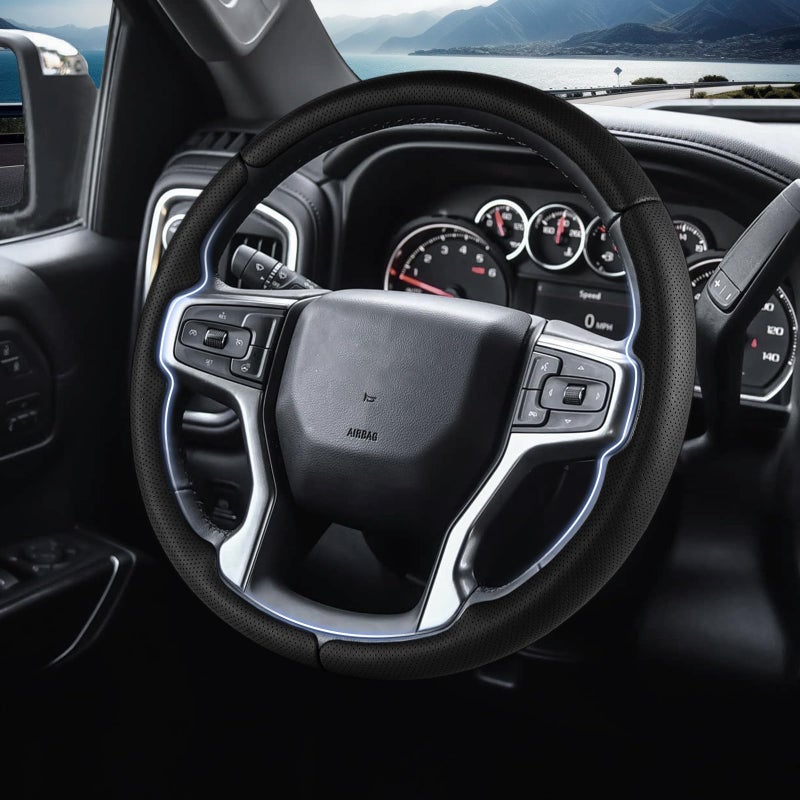 Aotoyou Steering Wheel Cover for Chevy Silverado 1500 2019-Present/ 2500 3500 2020-Present/Blazer 2019-Present (Gasoline Models)/ Suburban Tahoe 2021-2024, Car Steering Wheel Cover Accessories for Chevrolet - Image 2