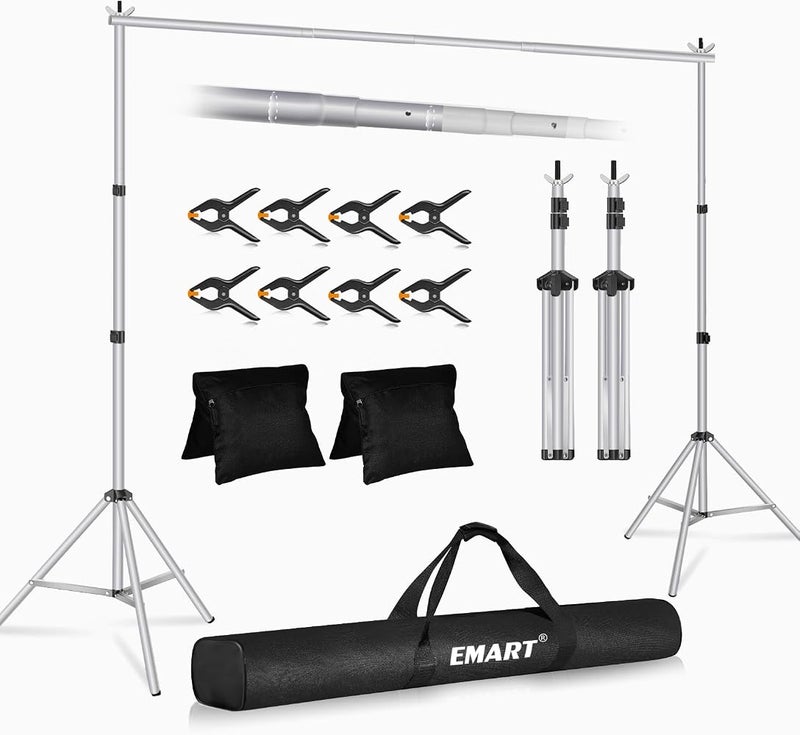 EMART Backdrop Stand 10x8.5ft, Background Support for Photography,Silver - Image 1