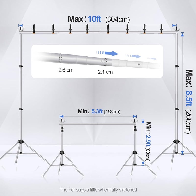 EMART Backdrop Stand 10x8.5ft, Background Support for Photography,Silver - Image 3