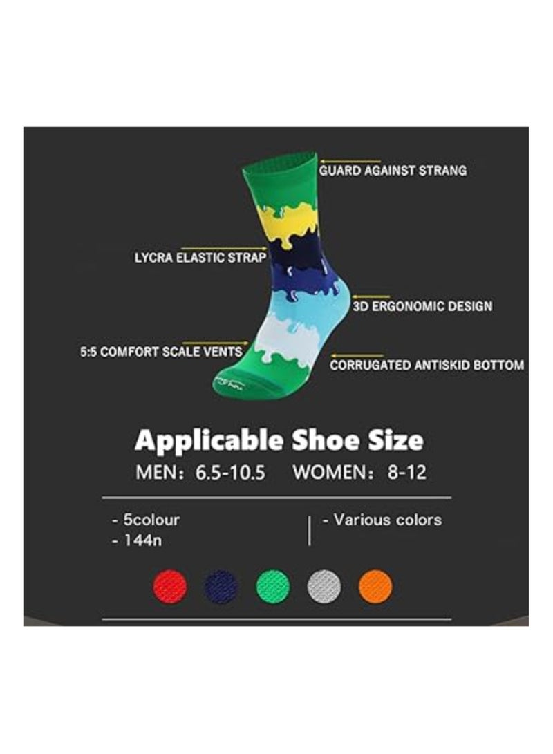 5 Pairs of Unisex Rainbow Athletic Socks - Soft Towel-Like Inner Layer, Sweat-Wicking, Odor-Resistant, Distinct Left/Right Design, High Ankle Cotton Crew Socks for Men and Women, Retro Style. - Image 2