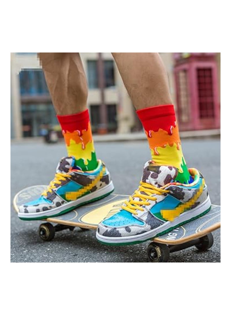 5 Pairs of Unisex Rainbow Athletic Socks - Soft Towel-Like Inner Layer, Sweat-Wicking, Odor-Resistant, Distinct Left/Right Design, High Ankle Cotton Crew Socks for Men and Women, Retro Style. - Image 5