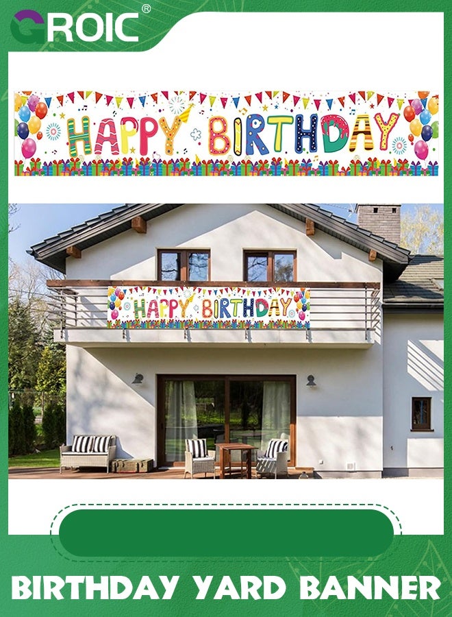 GROIC 118 x 19.6 Inch Large Colorful Happy Birthday Yard Banner Sign with Brass Grommets and Hanging Rope Birthday Party Outdoor & Indoor Party Decoration Banner - Image 3