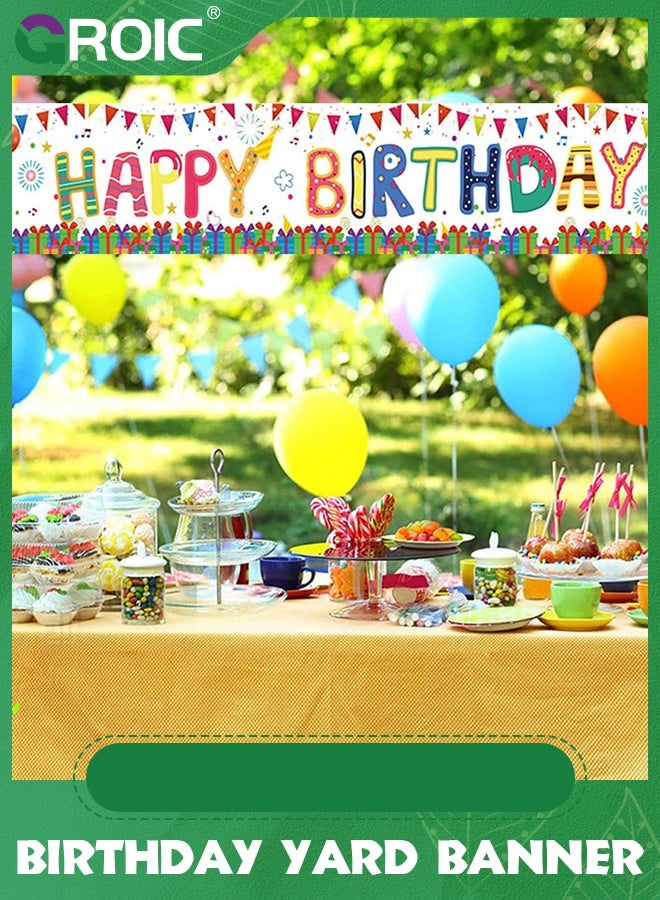 GROIC 118 x 19.6 Inch Large Colorful Happy Birthday Yard Banner Sign with Brass Grommets and Hanging Rope Birthday Party Outdoor & Indoor Party Decoration Banner - Image 2