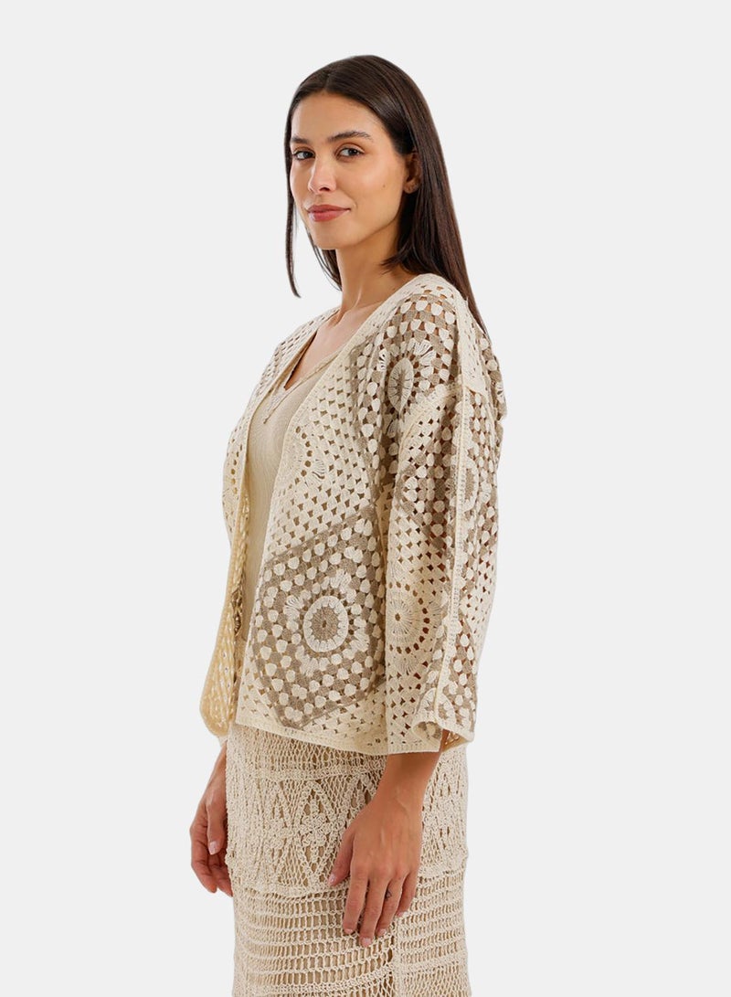 Carina Two-Tone Crochet Kimono - Image 3