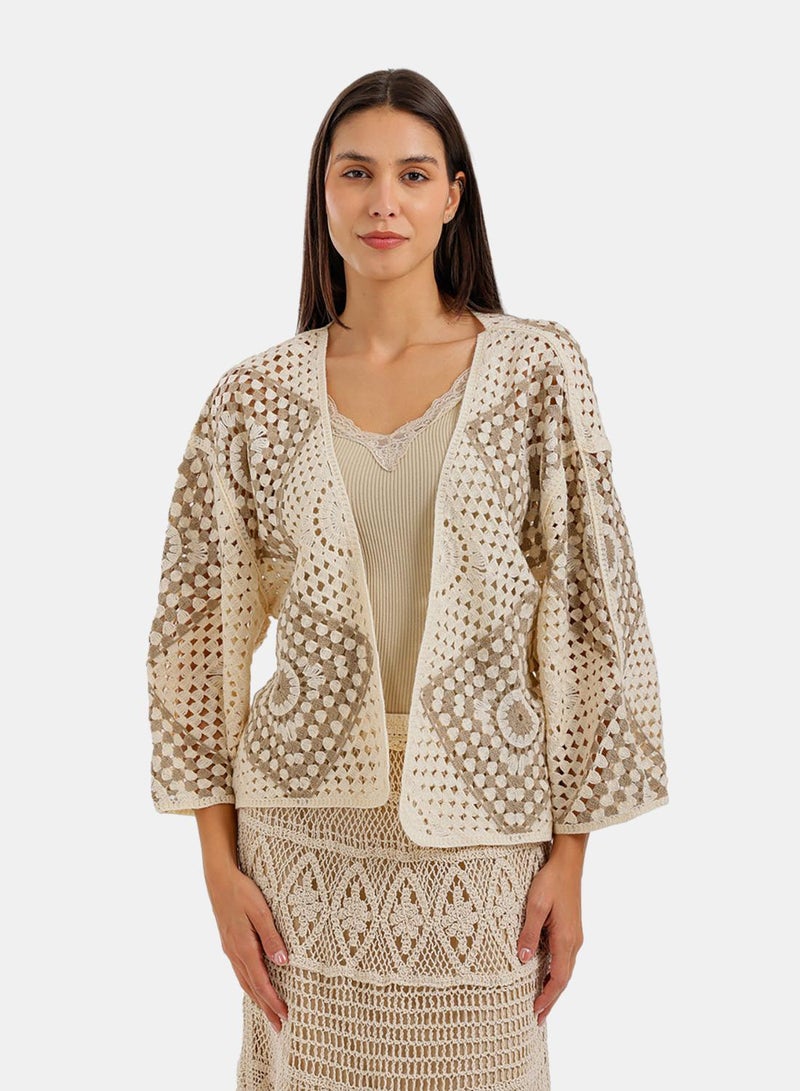 Carina Two-Tone Crochet Kimono - Image 1