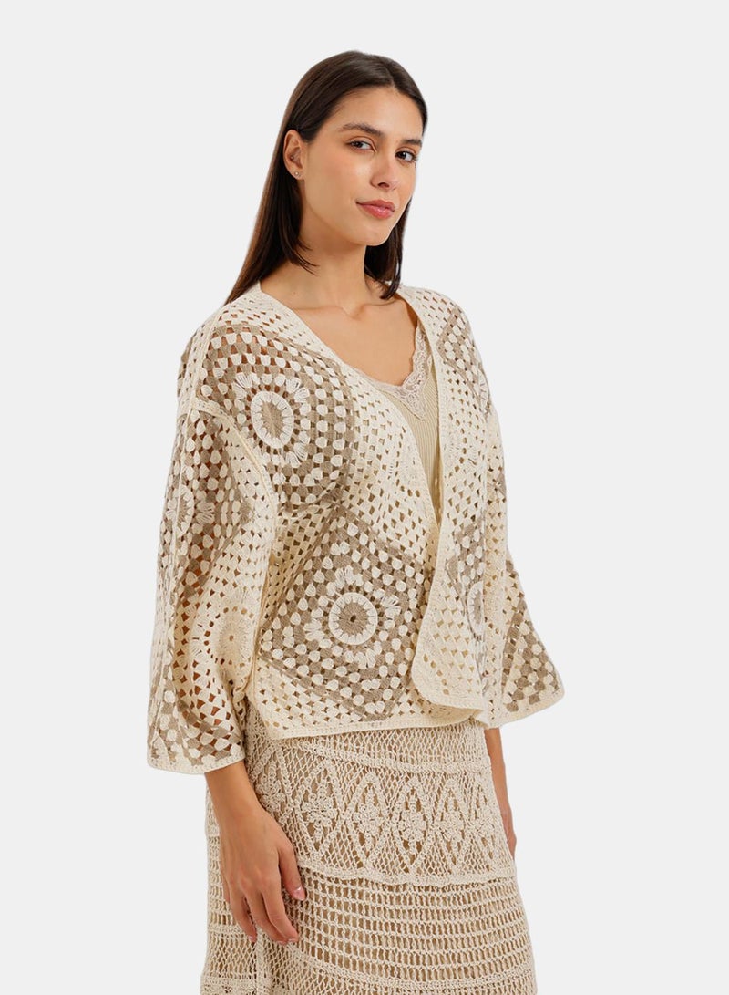 Carina Two-Tone Crochet Kimono - Image 2