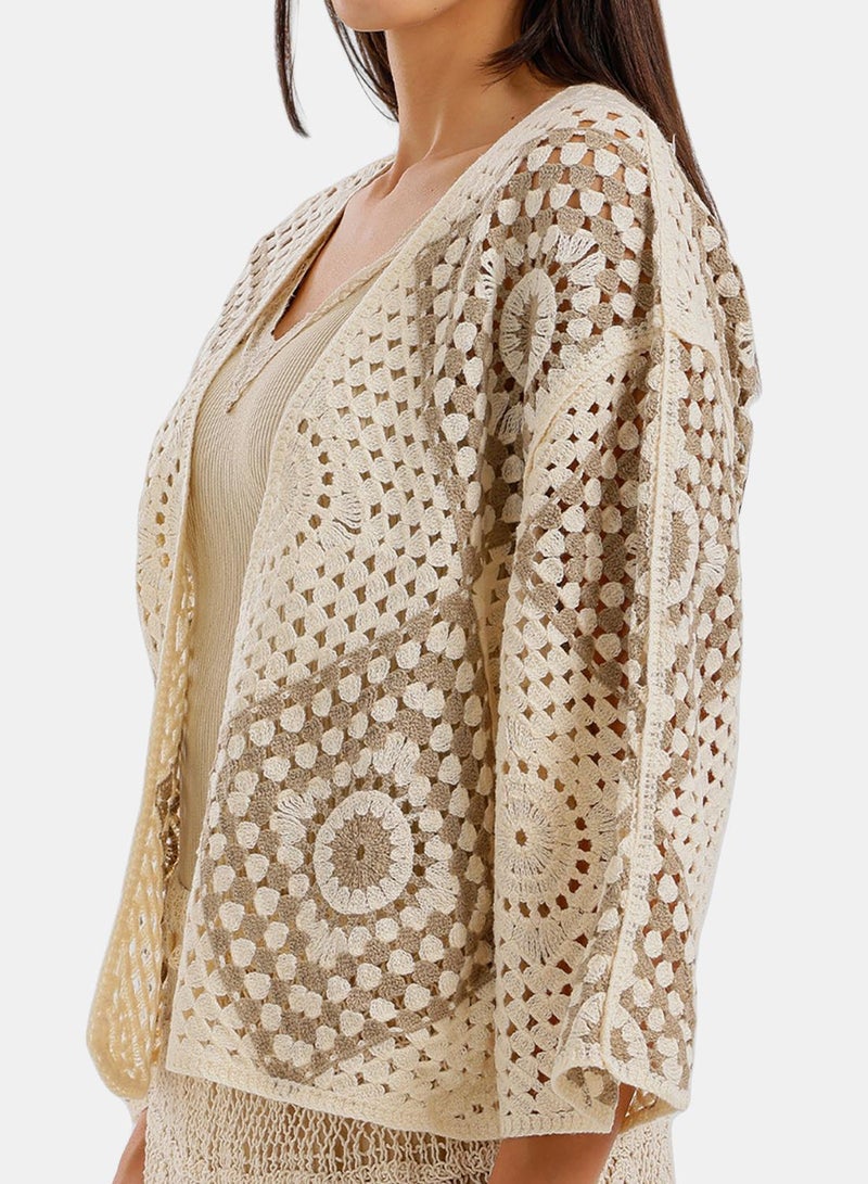 Carina Two-Tone Crochet Kimono - Image 5
