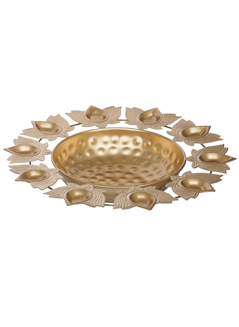 Webelkart Webelkart Premium Gold Polish Urli Bowl Set of 3 Lotus Diya Metal Urli Pot Potpourri Bowl for Home and Office Decor & Festival Gift Flowers for Pooja and Home Decoration  - Image 4
