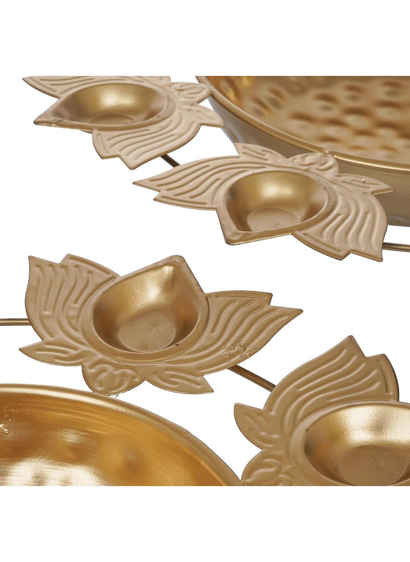 Webelkart Webelkart Premium Gold Polish Urli Bowl Set of 3 Lotus Diya Metal Urli Pot Potpourri Bowl for Home and Office Decor & Festival Gift Flowers for Pooja and Home Decoration  - Image 3