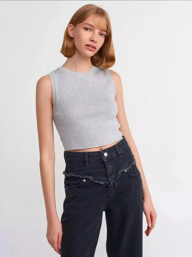 HICCUP Knitted Crew Neck Crop Top