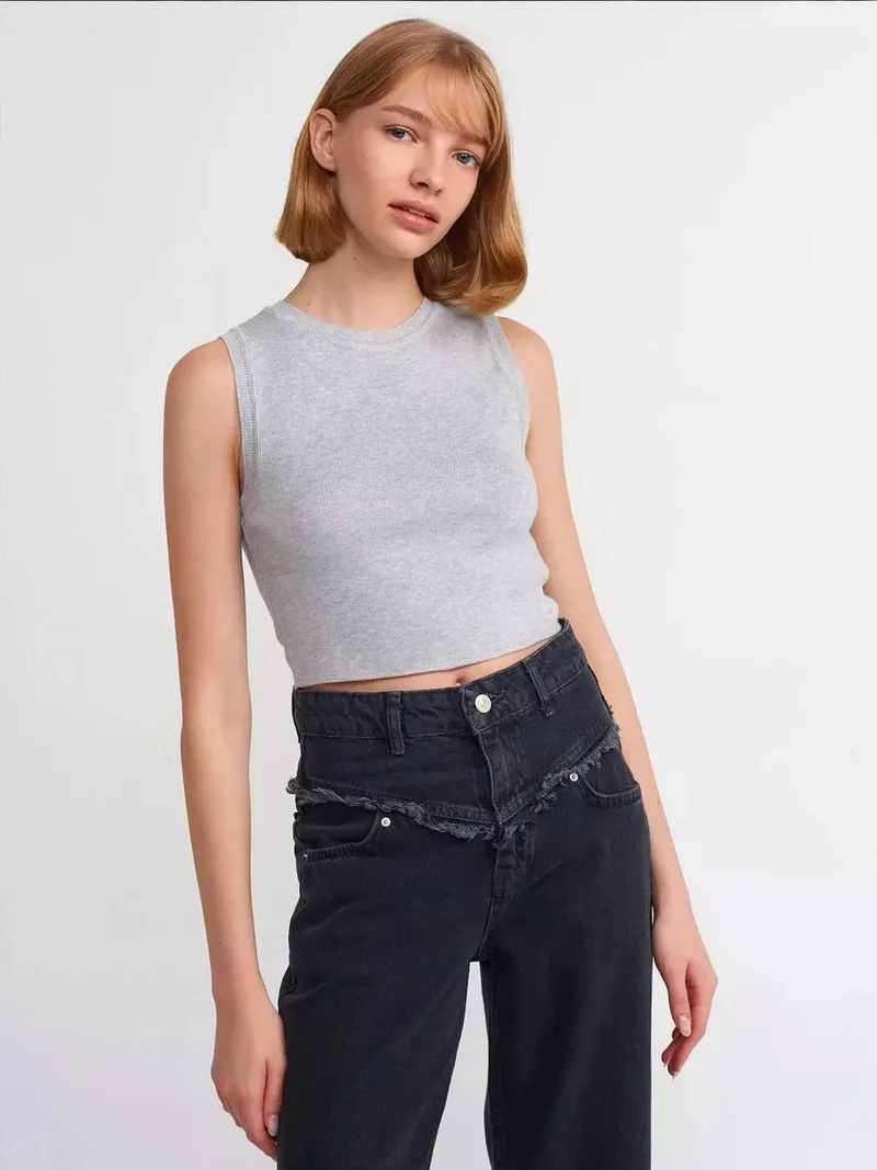 HICCUP Knitted Crew Neck Crop Top