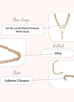 Just Peachy Just Peachy Set of 4 Gold-Plated Pendants with Chains– Elegant and Versatile Designs – High-Quality Durable Finish – Ideal for Mixing and Matching – Perfect for Everyday Wear  - Image 3