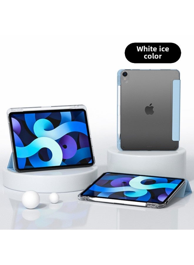 Applicable To IPadPro11-inch Protective Case Deformation Y Folding Air5 Pen Slot 12.9 Leather Case 10 Generation Transparent Hard Bottom Soft Edge-Color:White Ice Color [colored Glaze 2] Transparent Shell-Applicable Model:iPad10 Generation [10.9-inch]]