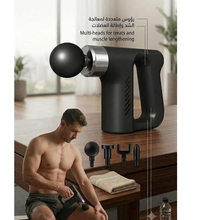 Triangle Fascia Massage Gun with 4 Replaceable Heads for Deep Tissue Muscle Therapy - Image 2