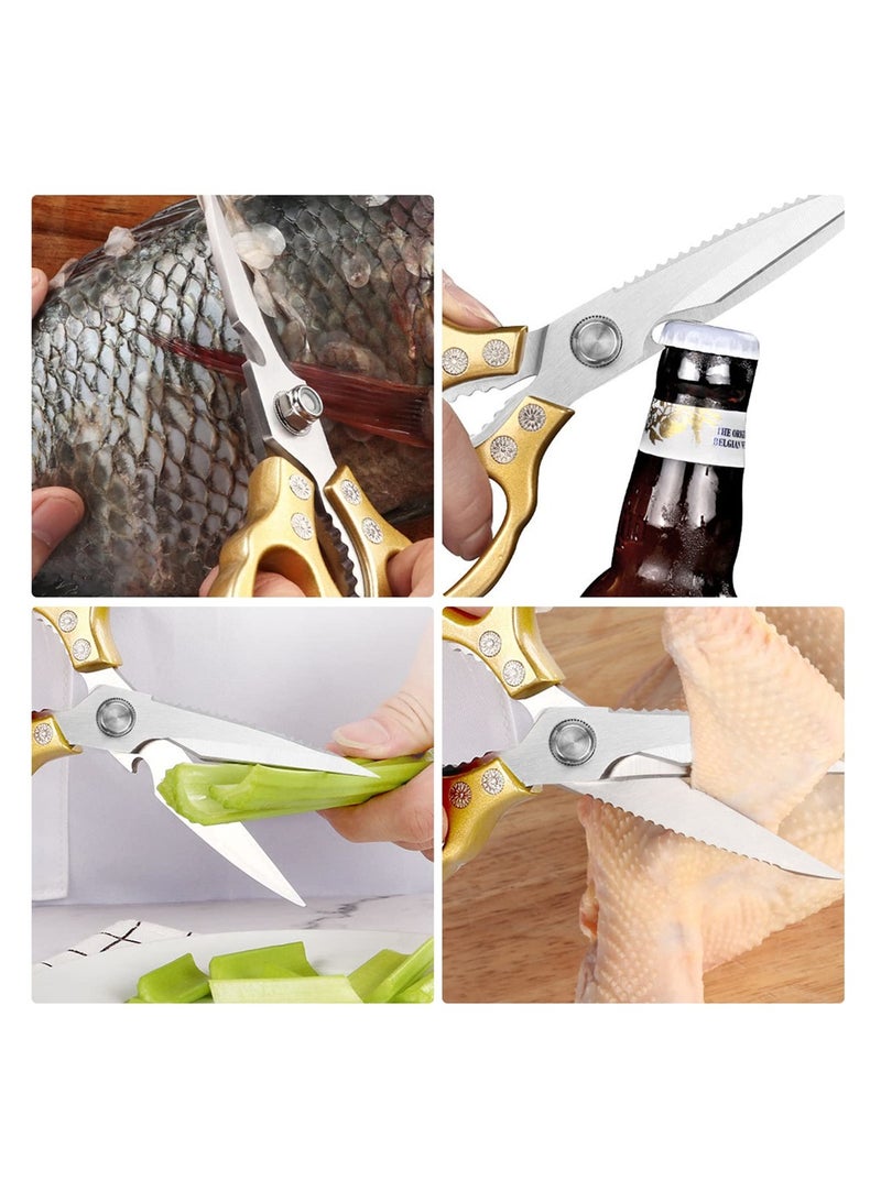 Excefore Heavy Duty Sharp Kitchen Shears, Gold Scissors for Cutting Meat, Chicken, Fish, Poultry Herb, Bread, Dishwasher Safe, Kitchen Cooking Tool - Image 4